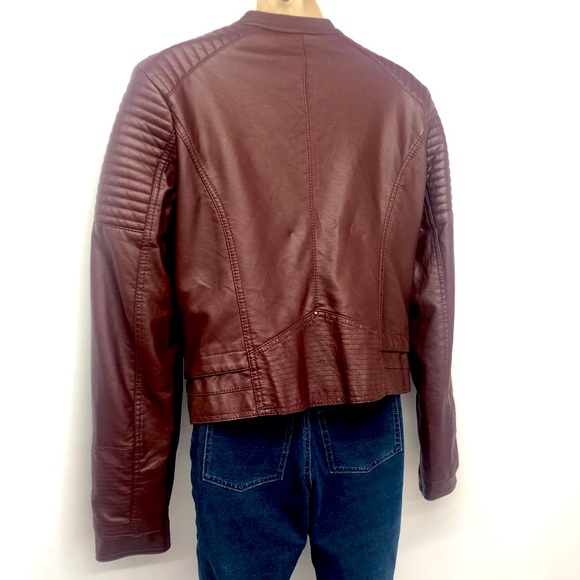 Day Trip Brown Faux Leather Moto Jacket - Picture 2 of 16